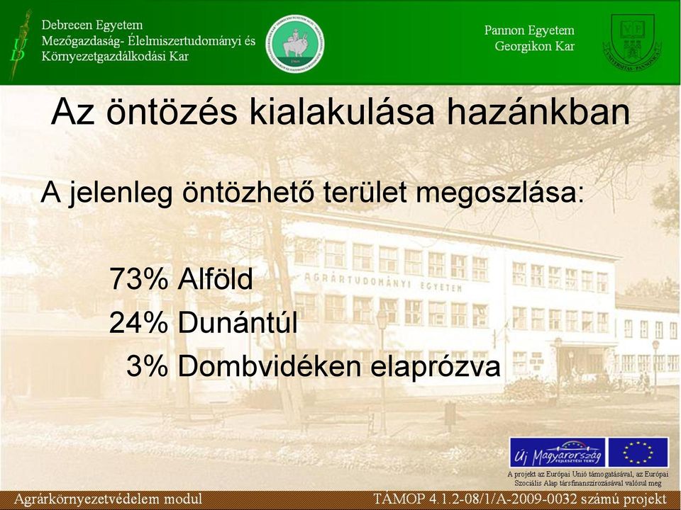 terület megoszlása: 73% Alföld