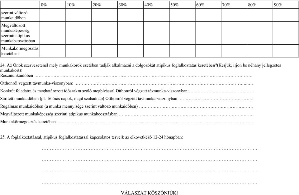 Részmunkaidőben Otthnról végzett távmunka-visznyban:.... Knkrét feladatra és meghatárztt időszakra szóló megbízással Otthnról végzett távmunka-visznyban:.. Sűrített munkaidőben (pl.