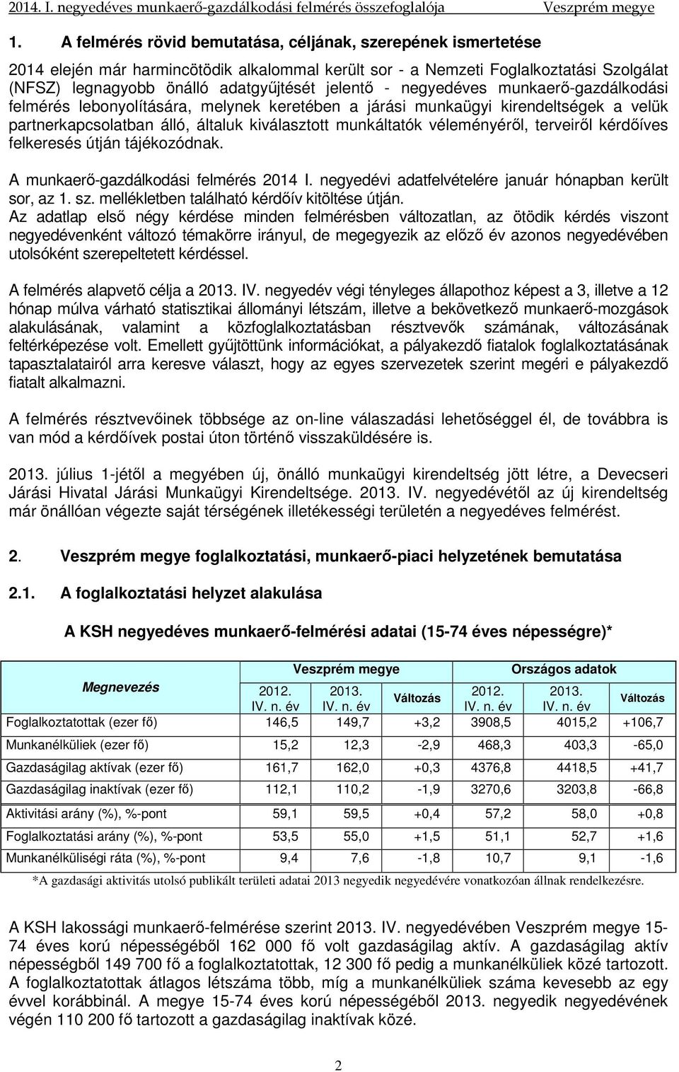 - negyedéves munkaerı-gazdálkodási felmérés lebonyolítására, melynek keretében a járási munkaügyi kirendeltségek a velük partnerkapcsolatban álló, általuk kiválasztott munkáltatók véleményérıl,