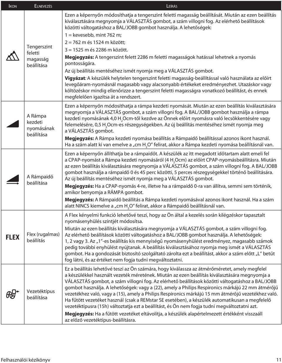 Az elérhető beállítások közötti váltogatáshoz a BAL/JOBB gombot használja. A lehetőségek: 1 = kevesebb, mint 762 m; 2 = 762 m és 1524 m között; 3 = 1525 m és 2286 m között.