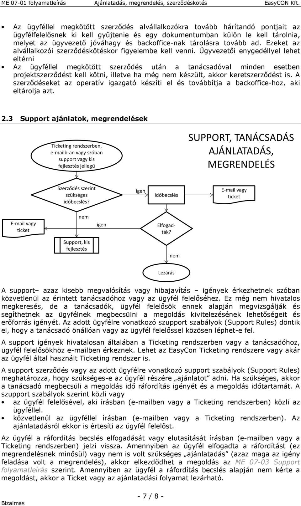 Ügyvezetői enygedéllyel lehet eltérni Az ügyféllel megkötött szerződés után a tanácsadóval minden esetben projektszerződést kell kötni, illetve ha még nem készült, akkor keretszerződést is.