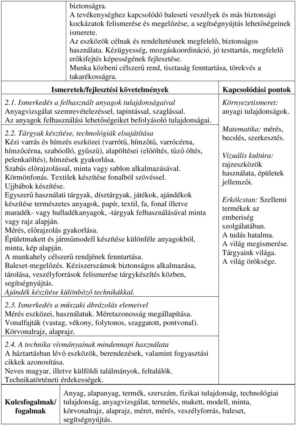 Munka közbeni célszerű rend, tisztaság fenntartása, törekvés a takarékosságra. 2.1. Ismerkedés a felhasznált anyagok tulajdonságaival Anyagvizsgálat szemrevételezéssel, tapintással, szaglással.