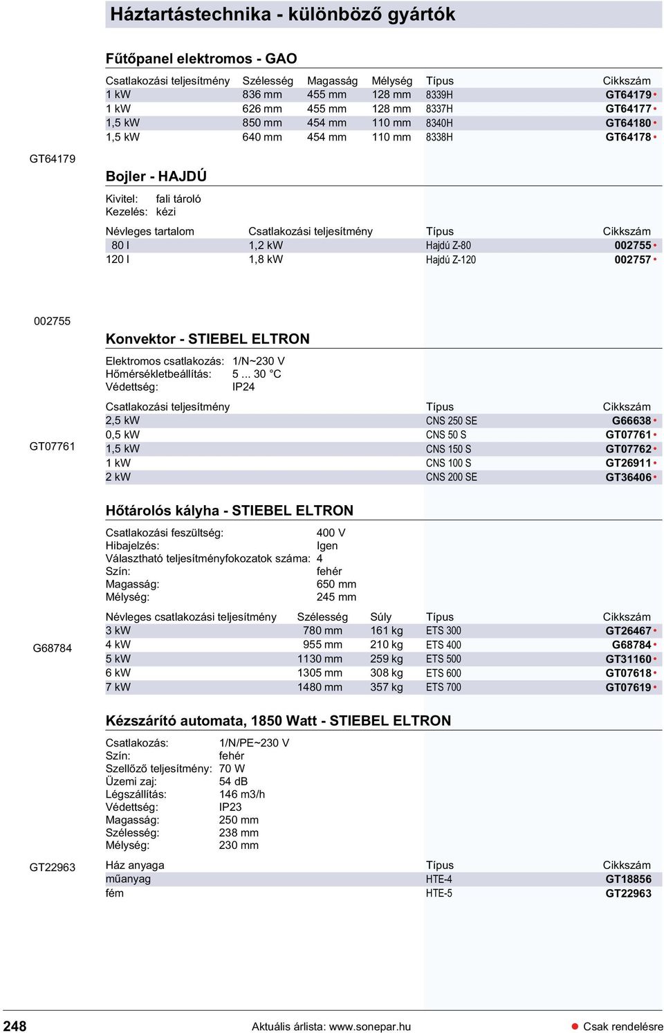 120 l 1,8 kw Hajdú Z-80 Hajdú Z-120 002755 002757 002755 Konvektor - STIEBEL ELTRON Elektromos csatlakozás: 1/N~230 V H mérsékletbeállítás: 5.