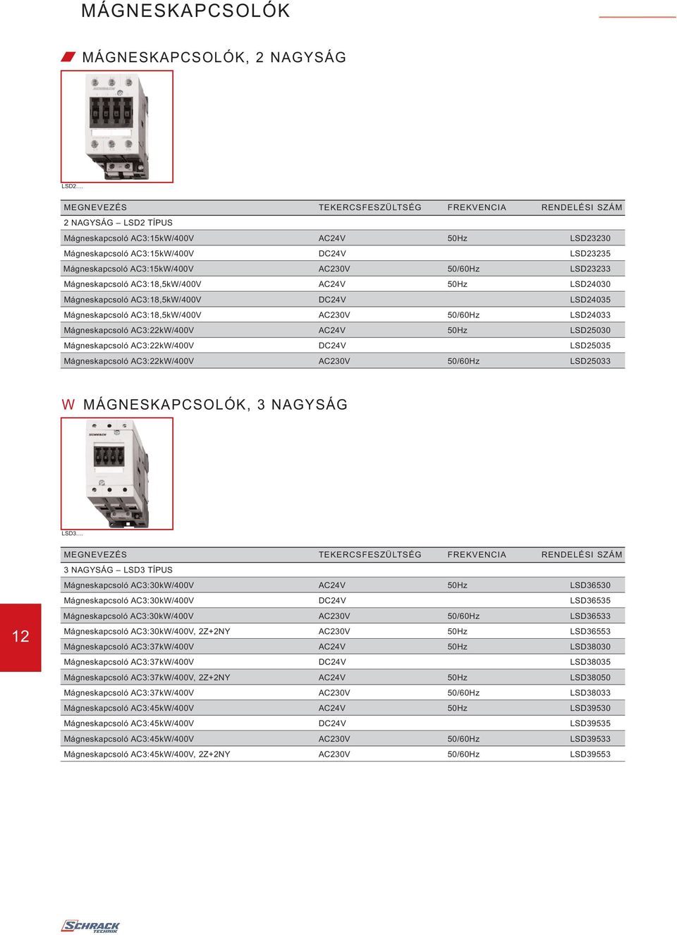 AC3:15kW/400V AC230V 50/60Hz LSD23233 Mágneskapcsoló AC3:18,5kW/400V AC24V 50Hz LSD24030 Mágneskapcsoló AC3:18,5kW/400V DC24V LSD24035 Mágneskapcsoló AC3:18,5kW/400V AC230V 50/60Hz LSD24033