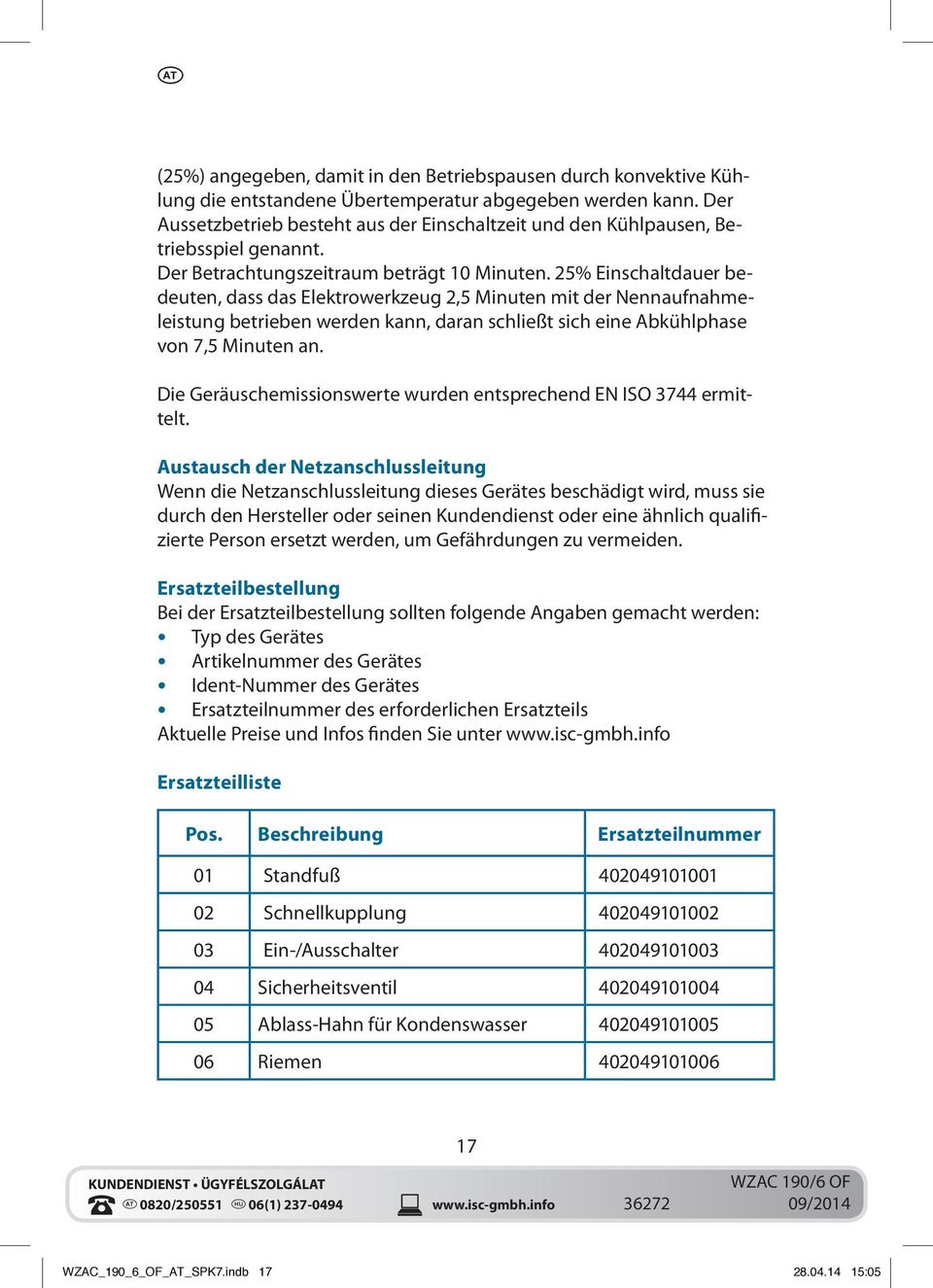 25% Einschaltdauer bedeuten, dass das Elektrowerkzeug 2,5 Minuten mit der Nennaufnahmeleistung betrieben werden kann, daran schließt sich eine Abkühlphase von 7,5 Minuten an.