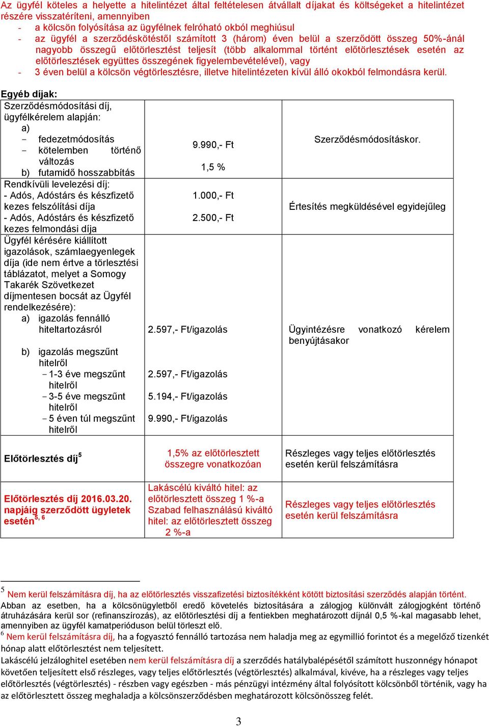 előtörlesztések együttes összegének figyelembevételével), vagy - 3 éven belül a kölcsön végtörlesztésre, illetve hitelintézeten kívül álló okokból felmondásra kerül.