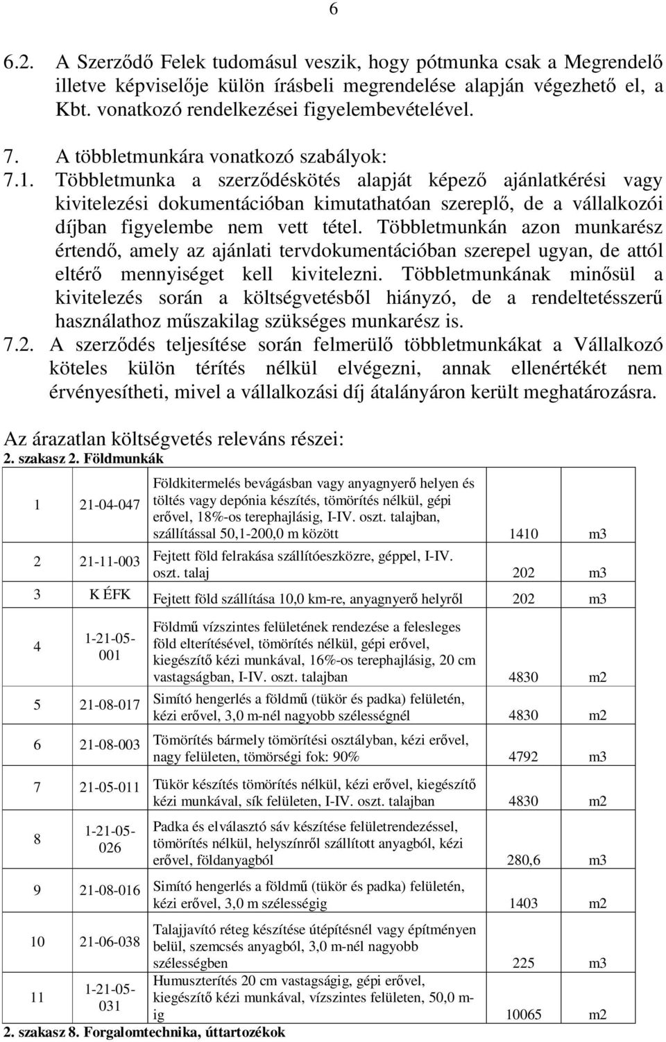 Többletmunka a szerződéskötés alapját képező ajánlatkérési vagy kivitelezési dokumentációban kimutathatóan szereplő, de a vállalkozói díjban figyelembe nem vett tétel.