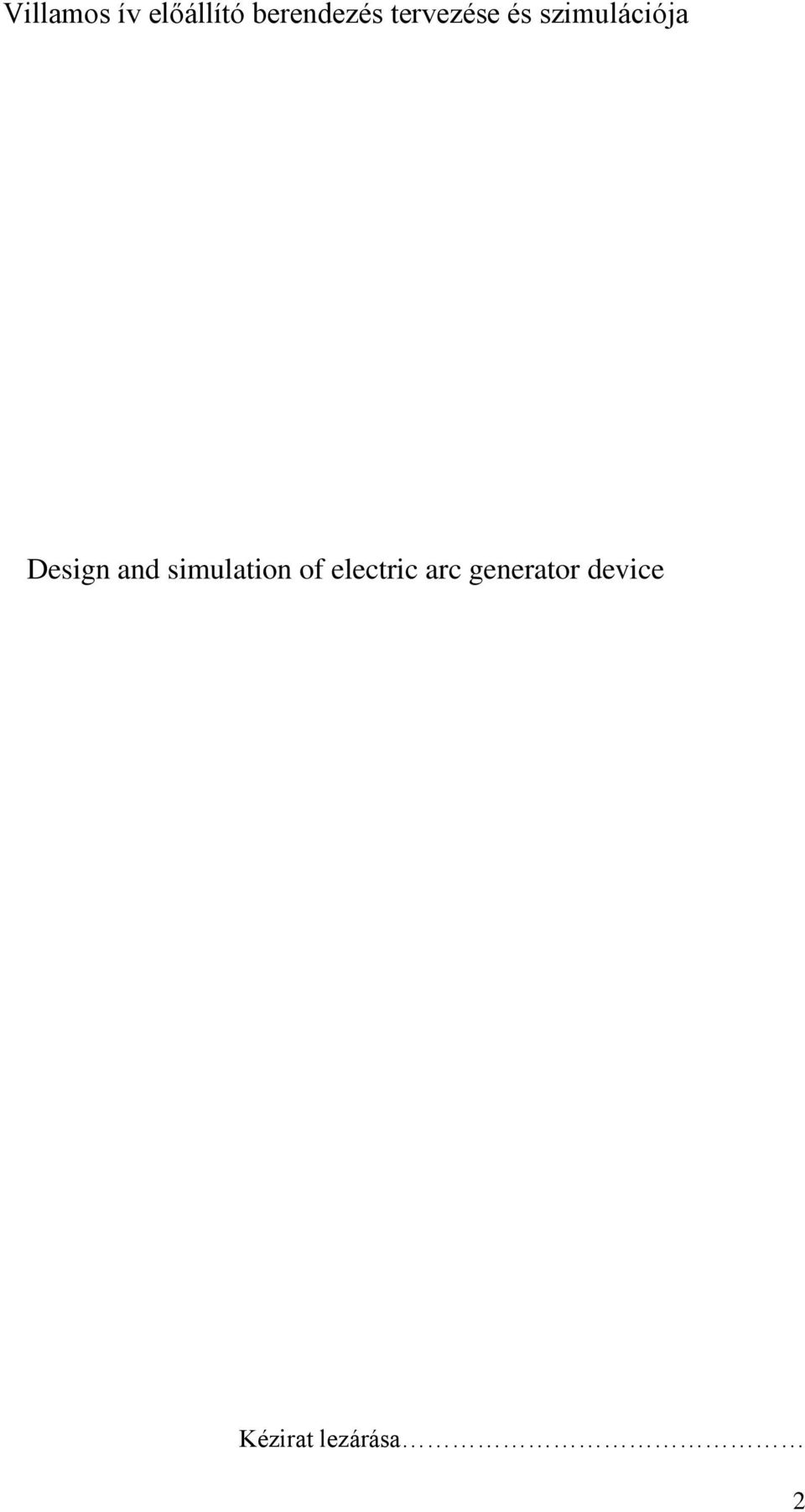 and simulation of electric arc