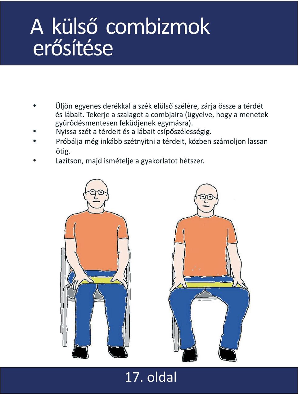 Tekerje a szalagot a combjaira (ügyelve, hogy a menetek gyűrődésmentesen feküdjenek egymásra).