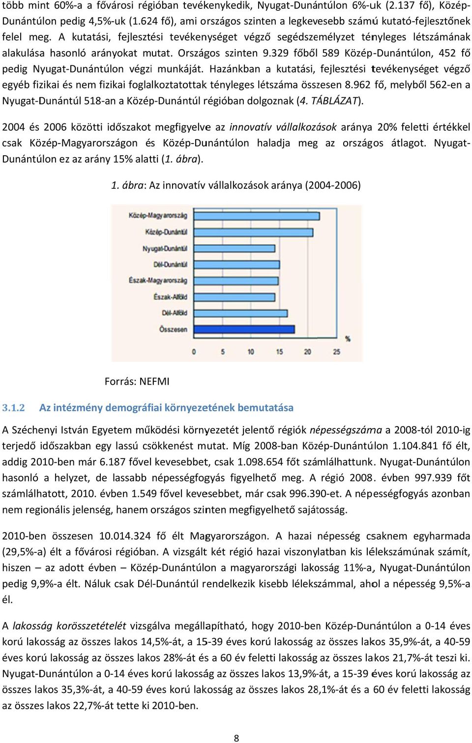 39 főből 589 Közép Dunántúlon, 45 fő Dunántúlon pedig 4,,5% uk (1.64 fő), ami országos szinten a legkevesebb számúú kutató fejlesztőnek pedig Nyugat Dunántúlon végzii munkáját.