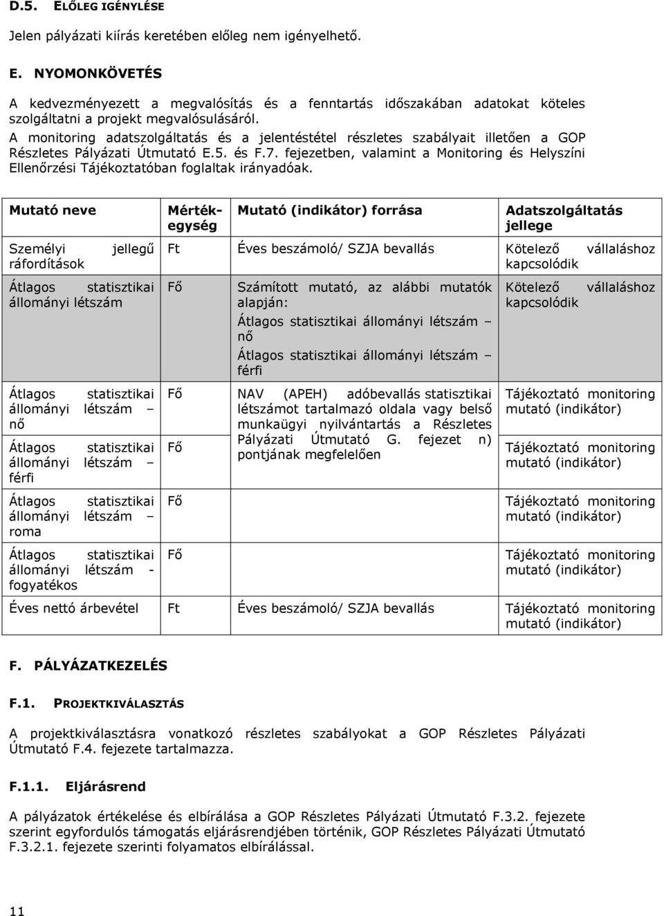 fejezetben, valamint a Monitoring és Helyszíni Ellenőrzési Tájékoztatóban foglaltak irányadóak.