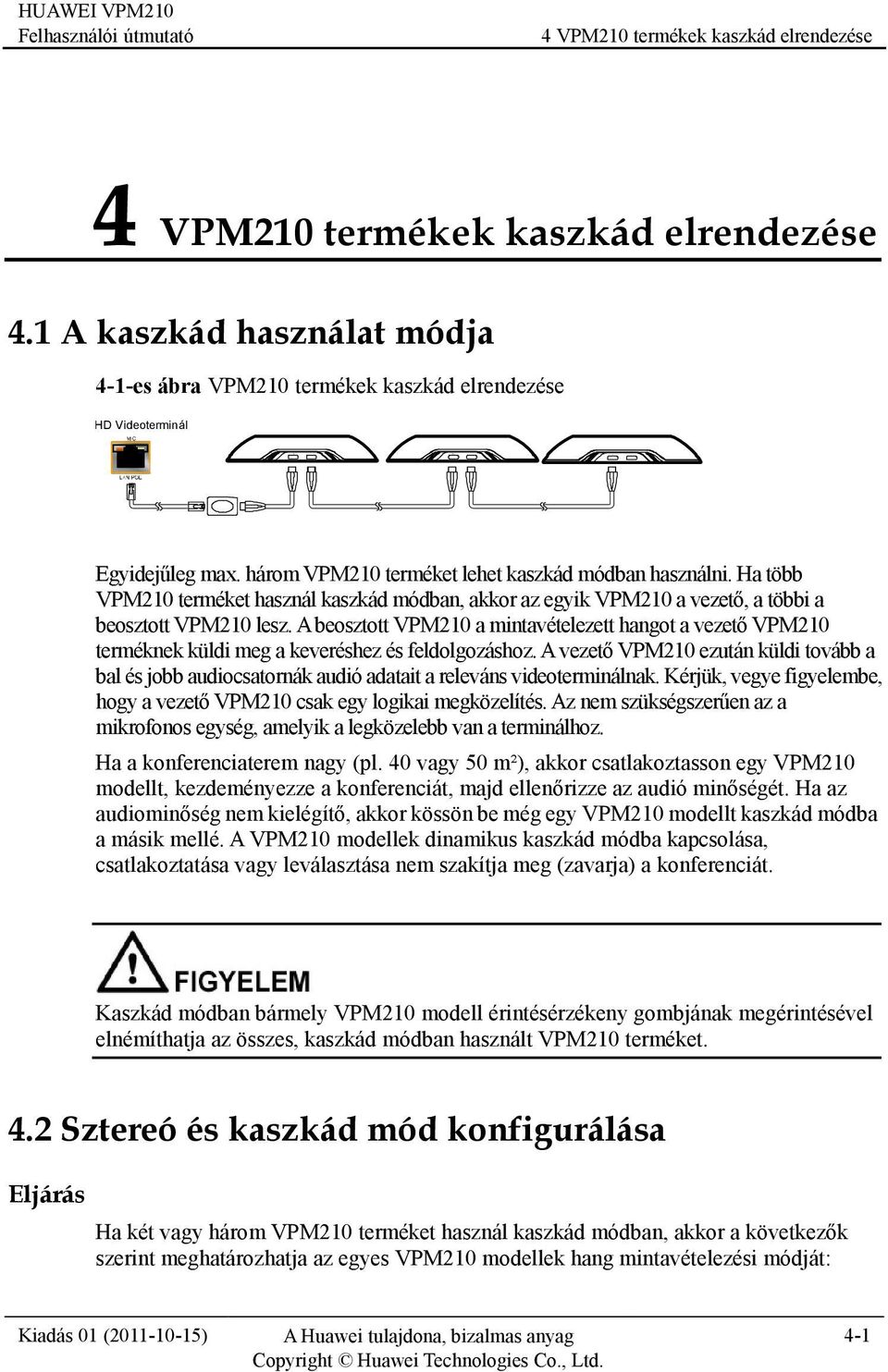 A beosztott VPM210 a mintavételezett hangot a vezető VPM210 terméknek küldi meg a keveréshez és feldolgozáshoz.