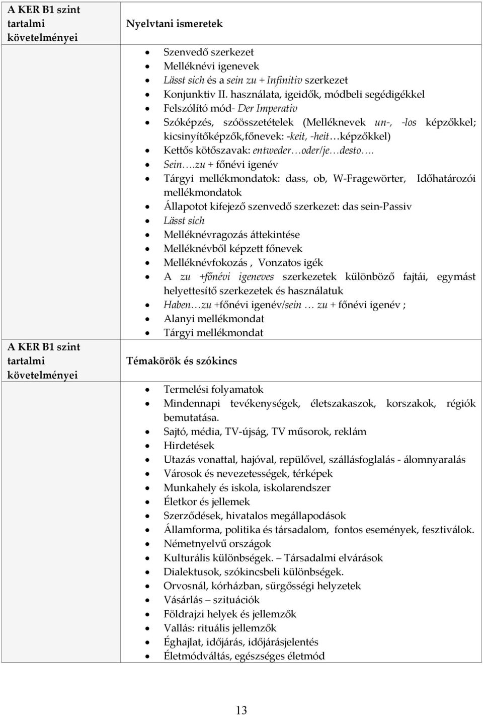 Német C nyelvi programkövetelmény - PDF Ingyenes letöltés