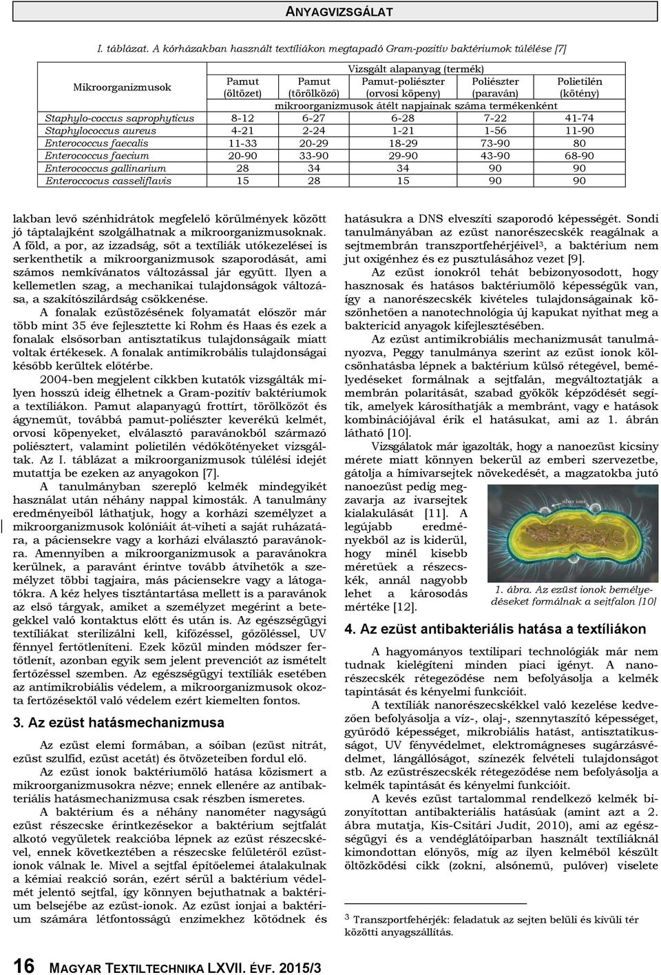 (törölköző) (orvosi köpeny) (paraván) (kötény) mikroorganizmusok átélt napjainak száma termékenként Staphylo-coccus saprophyticus 8-12 6-27 6-28 7-22 41-74 Staphylococcus aureus 4-21 2-24 1-21 1-56