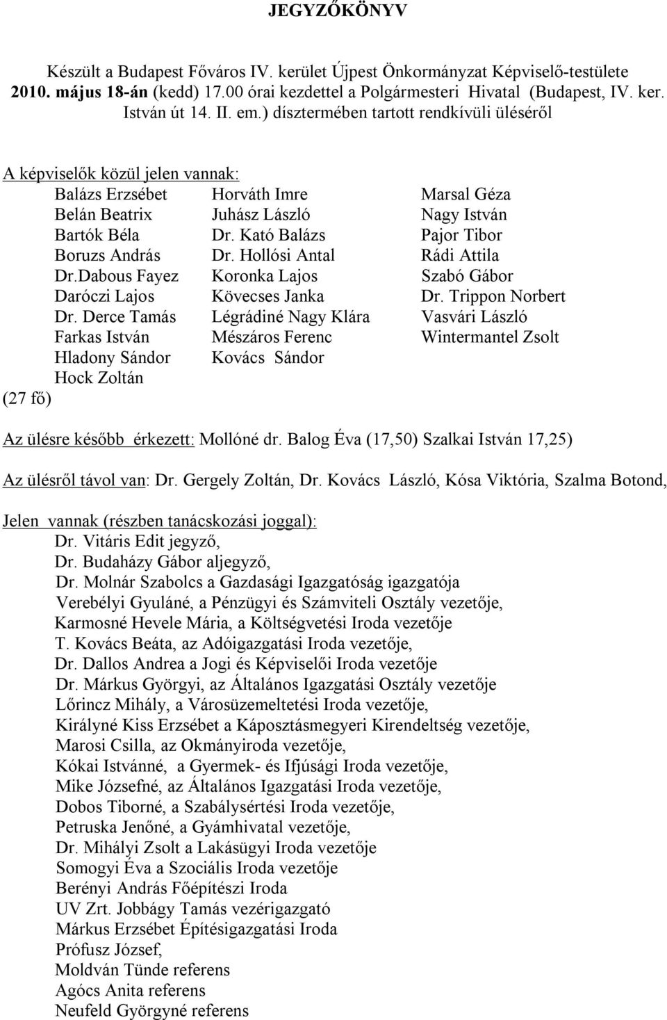 Kató Balázs Pajor Tibor Boruzs András Dr. Hollósi Antal Rádi Attila Dr.Dabous Fayez Koronka Lajos Szabó Gábor Daróczi Lajos Kövecses Janka Dr.