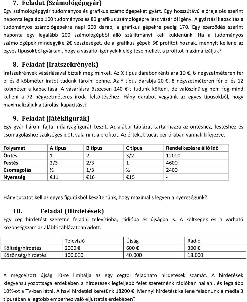 A gyártási kapacitás a tudományos számológépekre napi 200 darab, a grafikus gépekre pedig 170. Egy szerződés szerint naponta egy legalább 200 számológépből álló szállítmányt kell küldenünk.