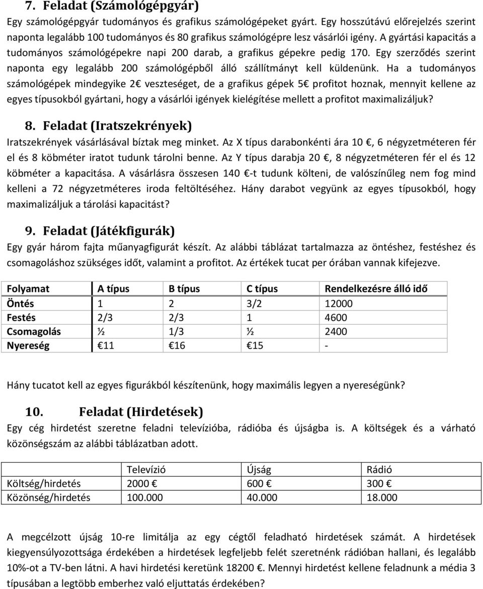 A gyártási kapacitás a tudományos számológépekre napi 200 darab, a grafikus gépekre pedig 170. Egy szerződés szerint naponta egy legalább 200 számológépből álló szállítmányt kell küldenünk.