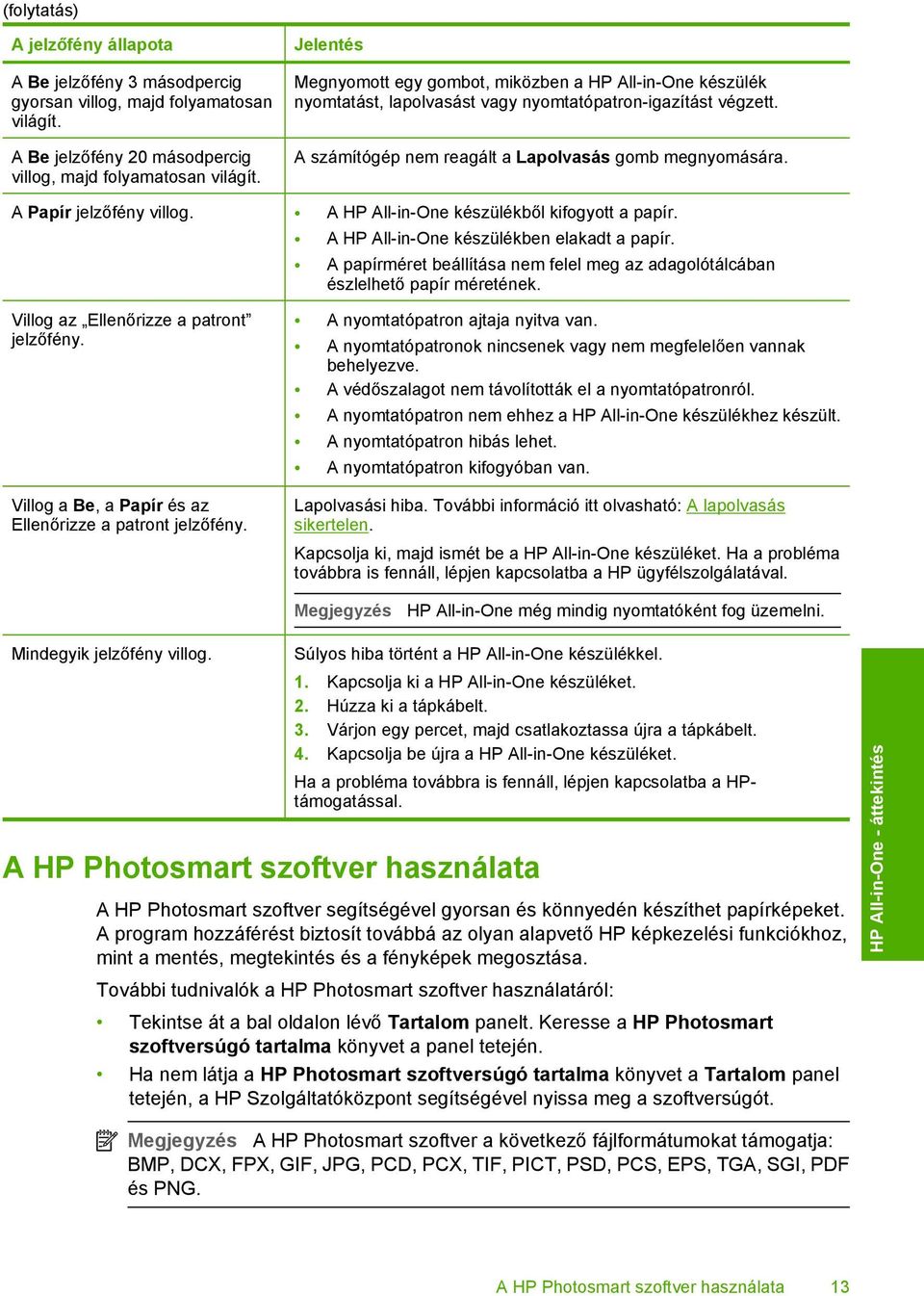 A Papír jelzőfény villog. A HP All-in-One készülékből kifogyott a papír. A HP All-in-One készülékben elakadt a papír.