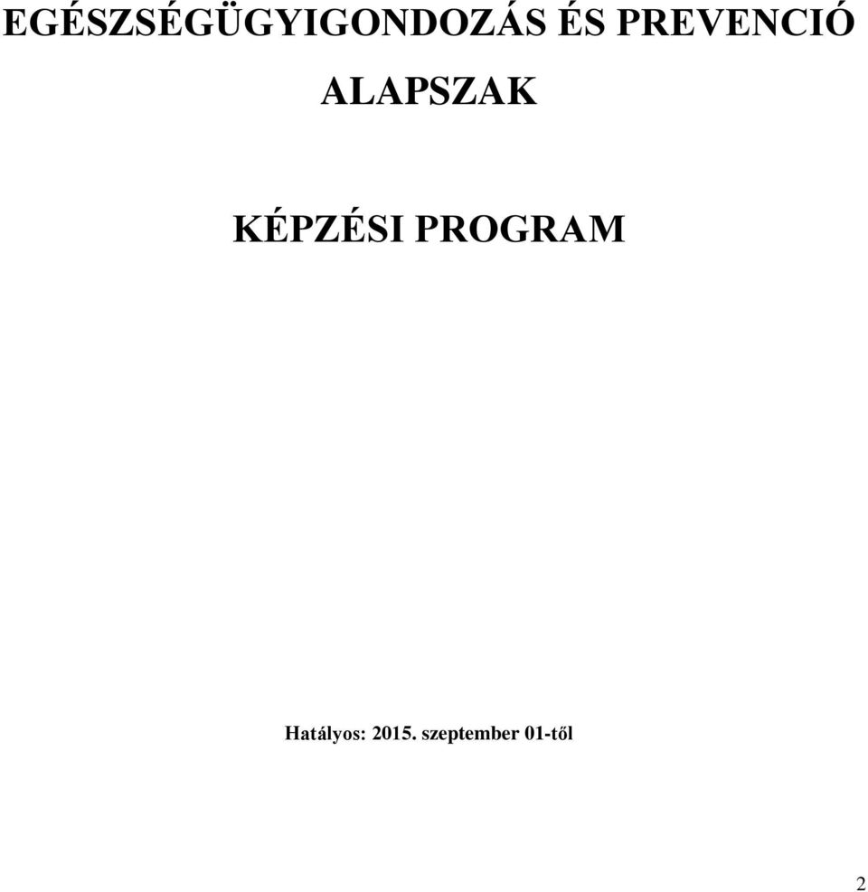 KÉPZÉSI PROGRAM