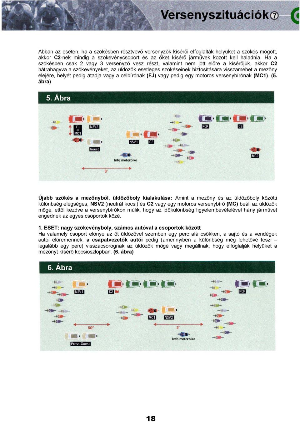 elejére, helyét pedig átadja vagy a célbírónak (FJ) vagy pedig egy motoros versenybírónak (MC1). (5.