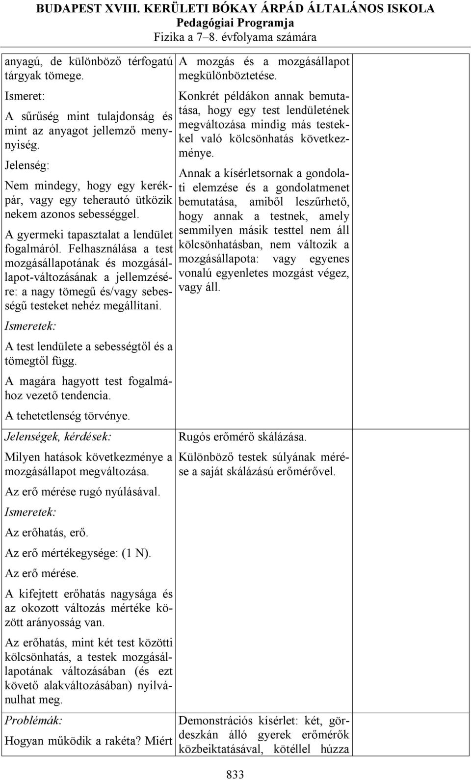 Felhasználása a test mozgásállapotának és mozgásállapot-változásának a jellemzésére: a nagy tömegű és/vagy sebességű testeket nehéz megállítani. A test lendülete a sebességtől és a tömegtől függ.