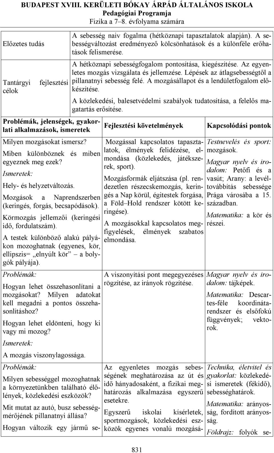 A testek különböző alakú pályákon mozoghatnak (egyenes, kör, ellipszis= elnyúlt kör a bolygók pályája). Problémák: Hogyan lehet összehasonlítani a mozgásokat?