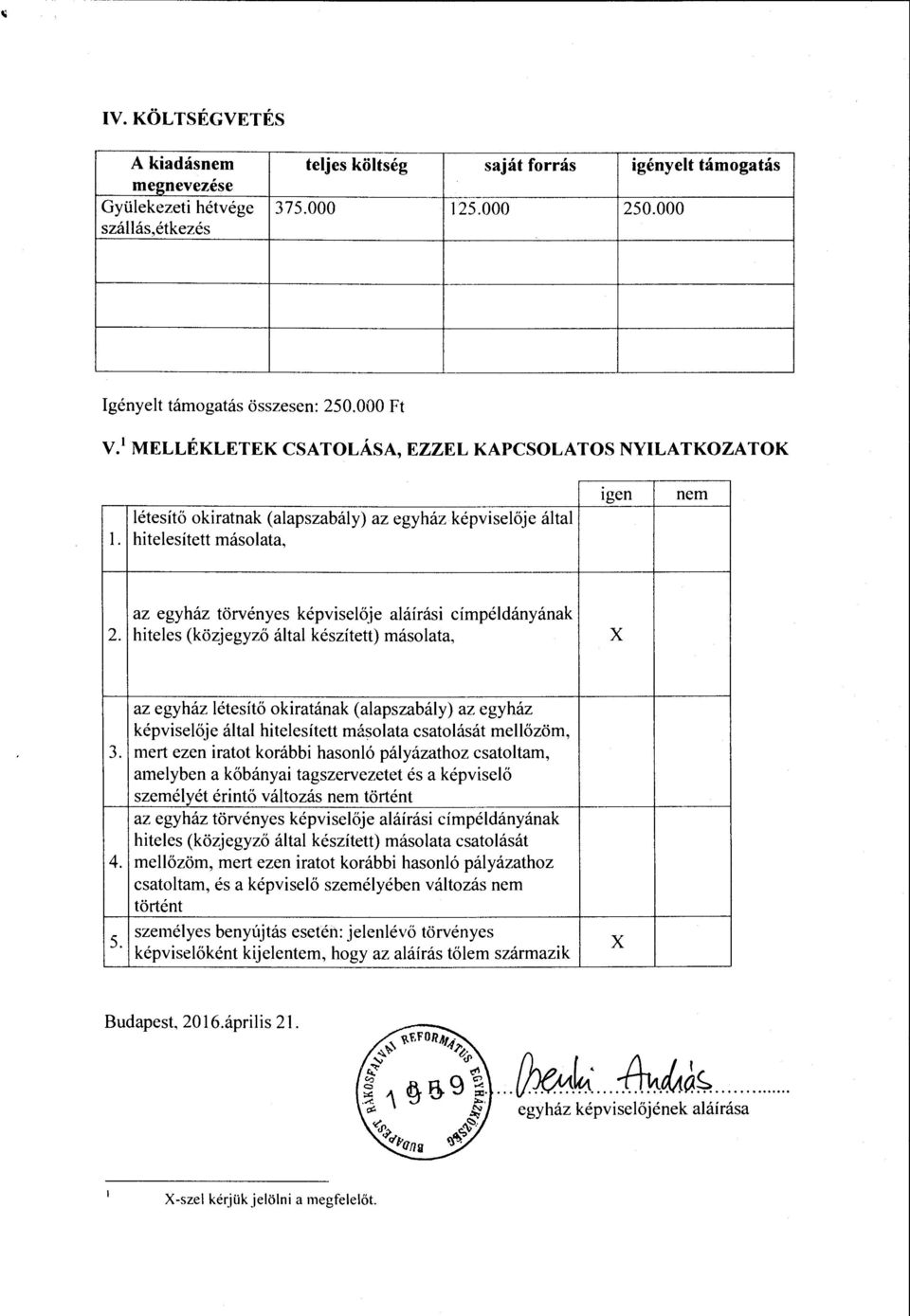 hitelesített másolata, Igen nem az egyház törvényes képviselője aláírási címpéldányának 2.