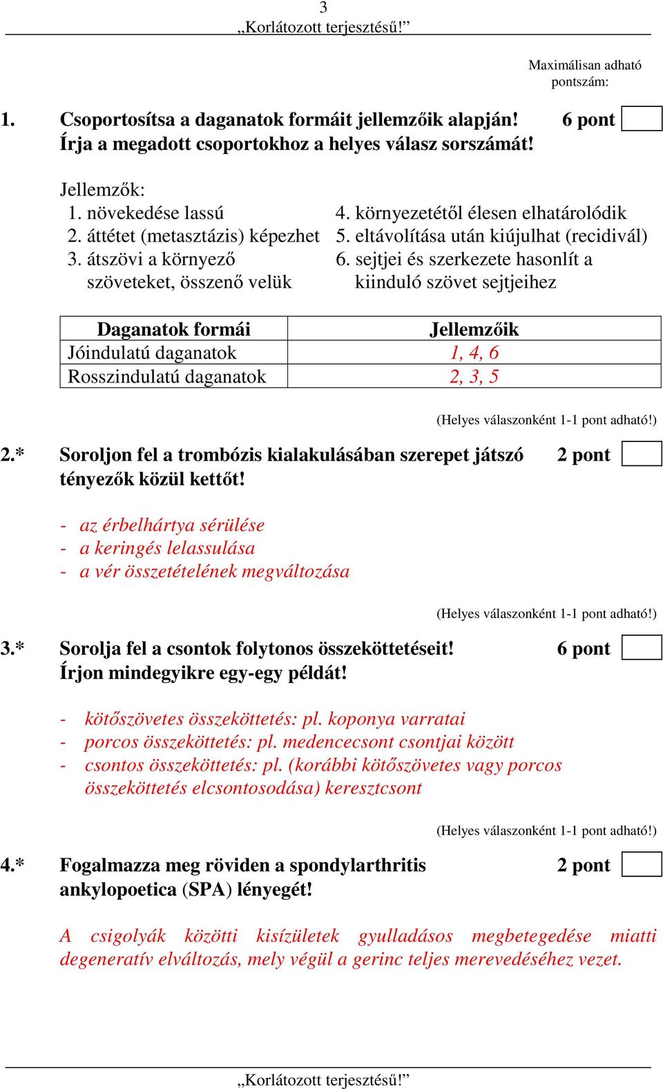 sejtjei és szerkezete hasonlít a kiinduló szövet sejtjeihez Daganatok formái Jellemzőik Jóindulatú daganatok 1, 4, 6 Rosszindulatú daganatok 2, 3, 5 2.