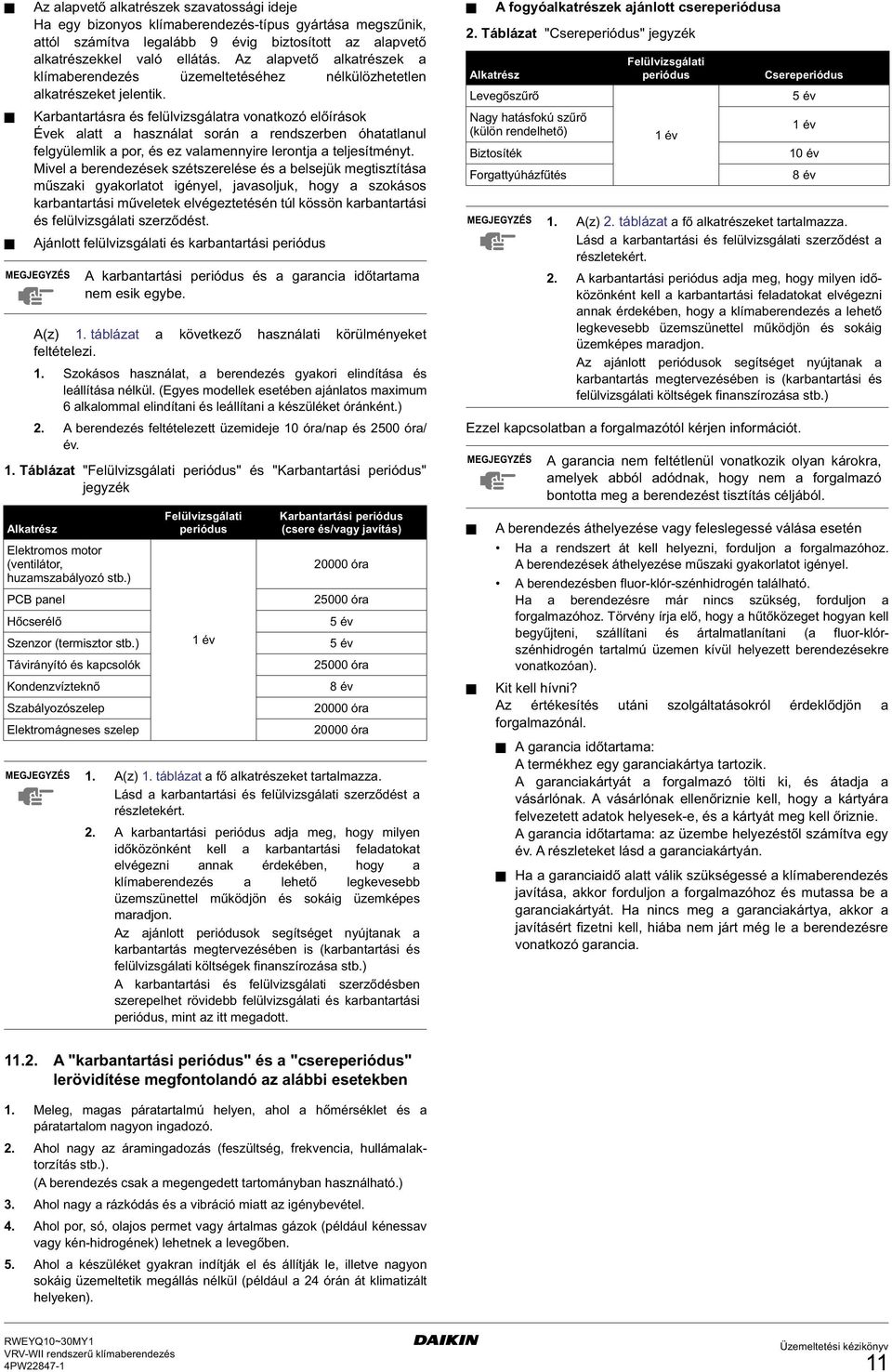 Karbantartásra és felülvizsgálatra vonatkozó előírások Évek alatt a használat során a rendszerben óhatatlanul felgyülemlik a por, és ez valamennyire lerontja a teljesítményt.