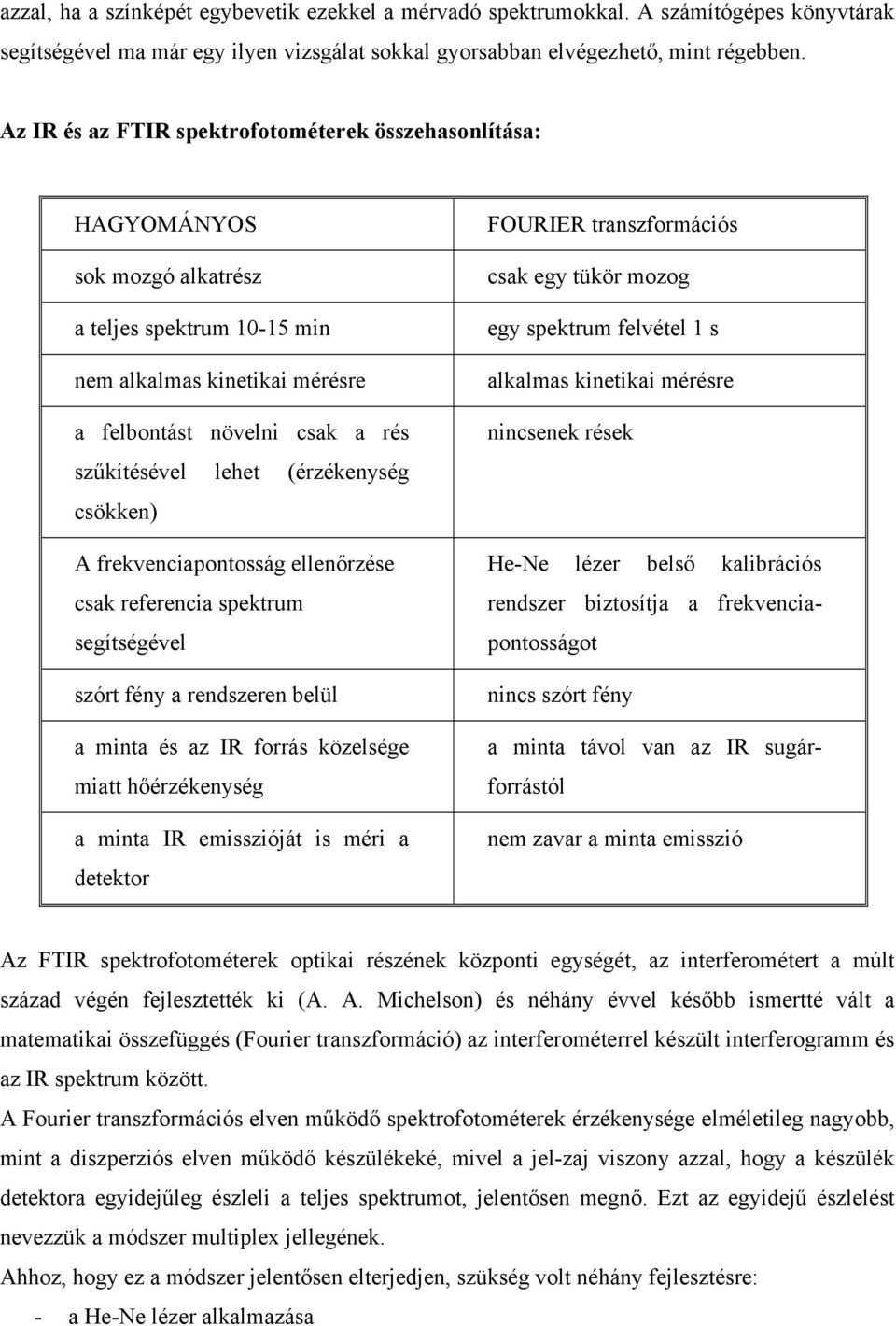 (érzékenység csökken) A frekvenciapontosság ellenőrzése csak referencia spektrum segítségével szórt fény a rendszeren belül a minta és az IR forrás közelsége miatt hőérzékenység a minta IR