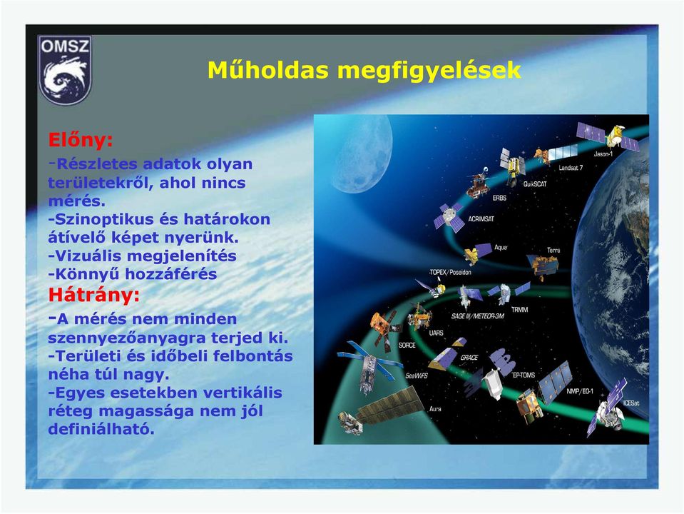 -Vizuális megjelenítés -Könnyő hozzáférés Hátrány: -A mérés nem minden