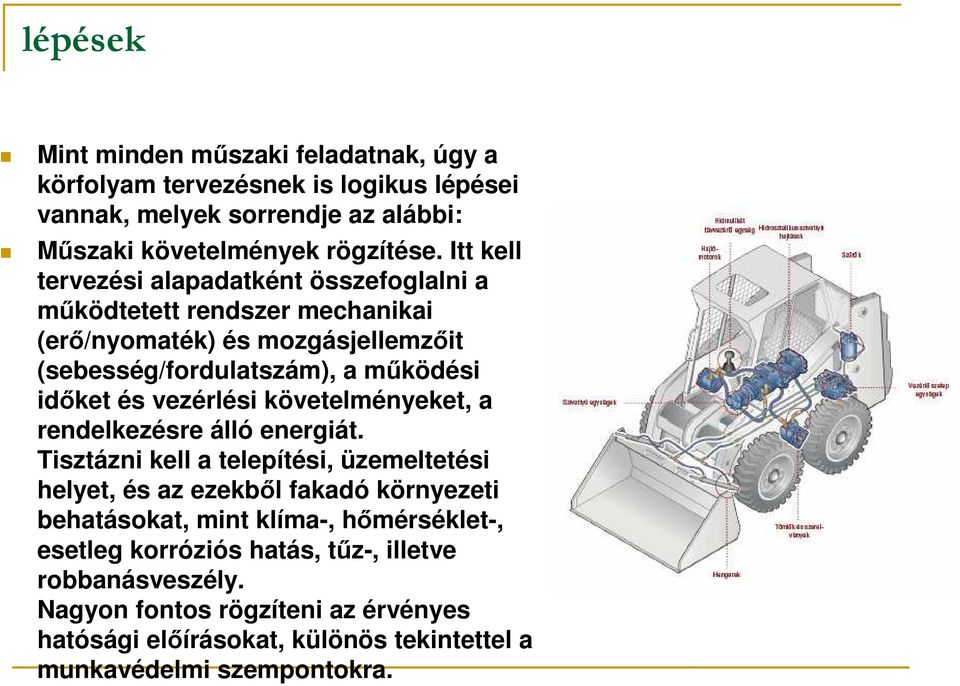 vezérlési követelményeket, a rendelkezésre álló energiát.