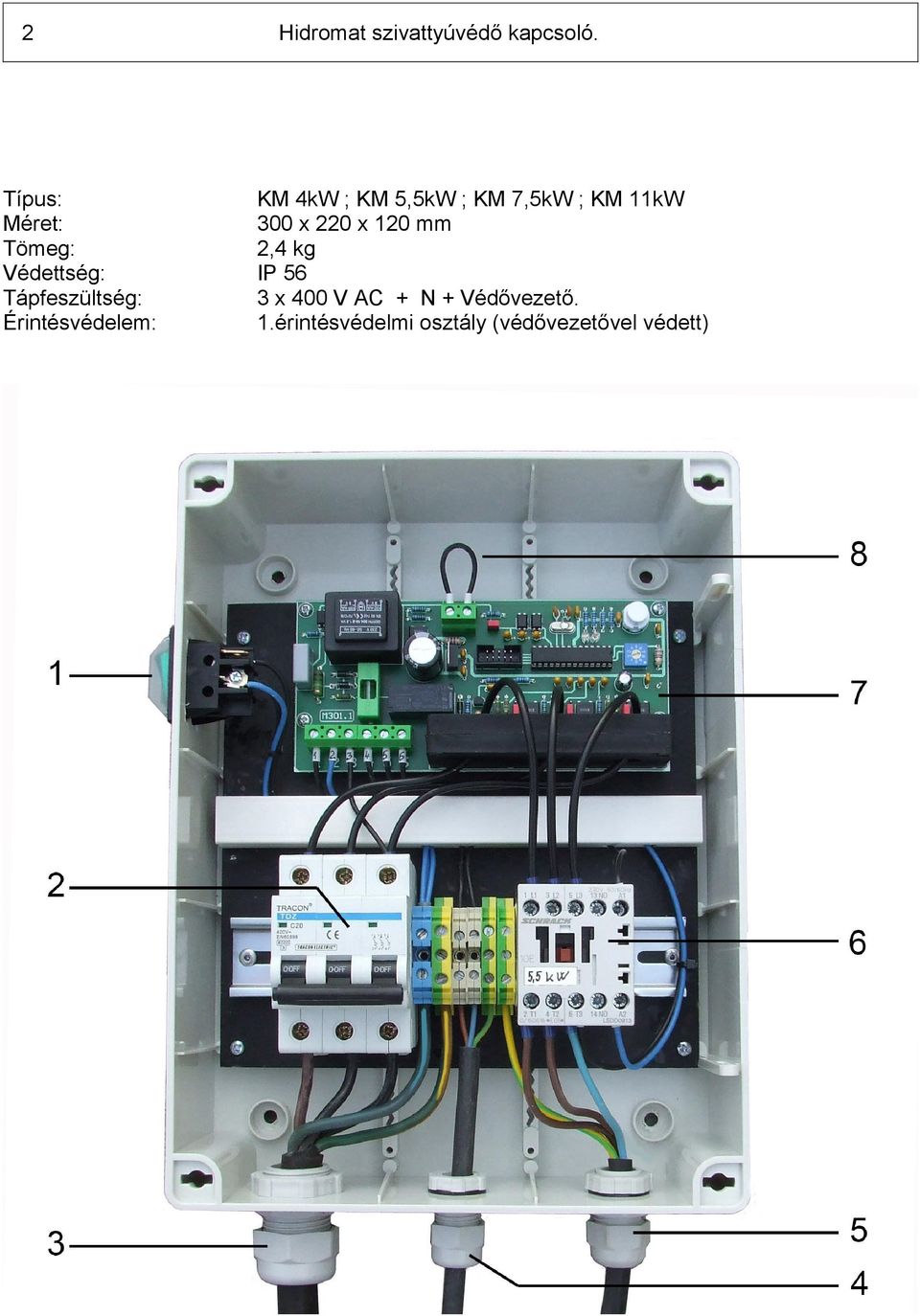 11kW 300 x 220 x 120 mm 2,4 kg IP 56 3 x 400 AC + N