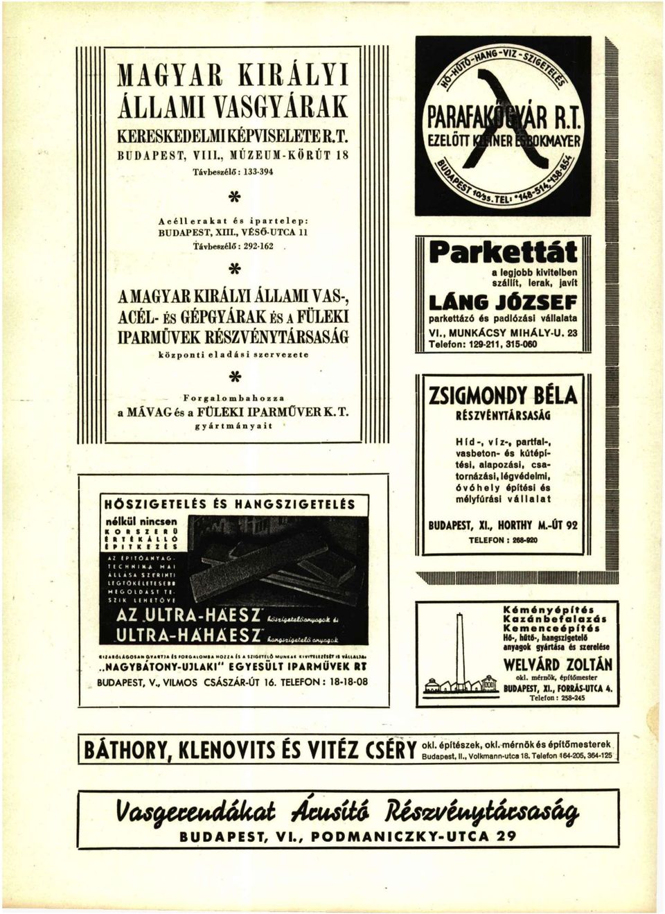 HANGSZIGETELÉS nélkül nincsen V I., M U N K Á C S Y M I H A L Y - U.