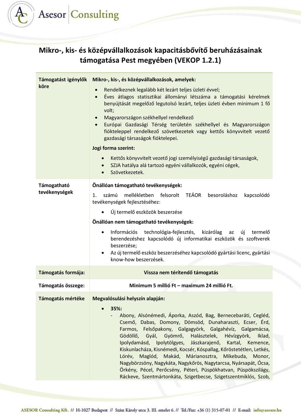 üzleti évvel; Éves átlagos statisztikai állományi létszáma a támogatási kérelmek benyújtását megelőző legutolsó lezárt, teljes üzleti évben minimum 1 fő volt; Magyarországon székhellyel rendelkező