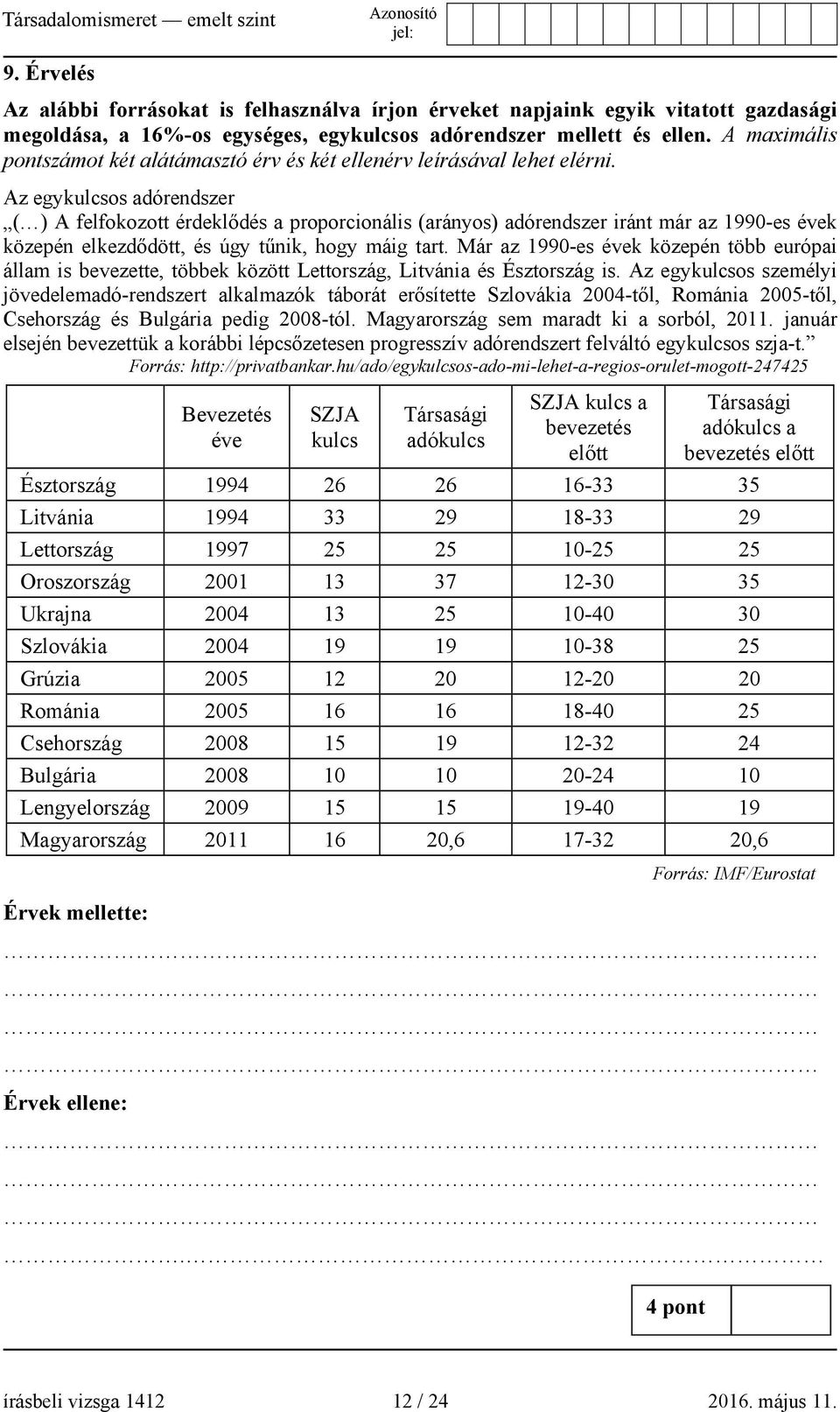 Az egykulcsos adórendszer ( ) A felfokozott érdeklődés a proporcionális (arányos) adórendszer iránt már az 1990-es évek közepén elkezdődött, és úgy tűnik, hogy máig tart.