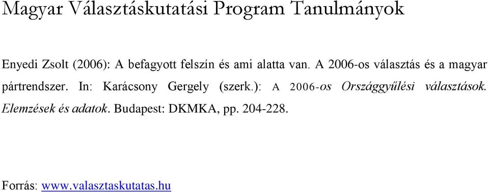 A 2006-os választás és a magyar pártrendszer. In: Karácsony Gergely (szerk.