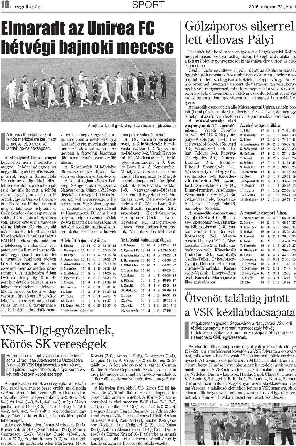 A címvédõ VSK-Digi kevesebb mint 48 óra alatt játszott négy találkozót, míg a Körös SK két mérkõzésen kapott szerepet.