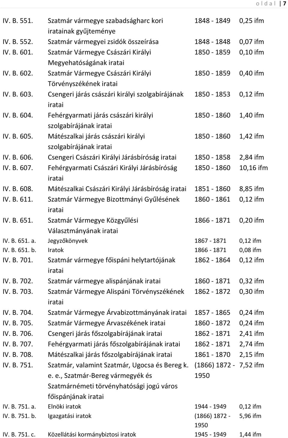 Csengeri járás császári királyi szolgabírájának 1850-1853 0,12 ifm IV. B. 604. Fehérgyarmati járás császári királyi 1850-1860 1,40 ifm szolgabírájának IV. B. 605.
