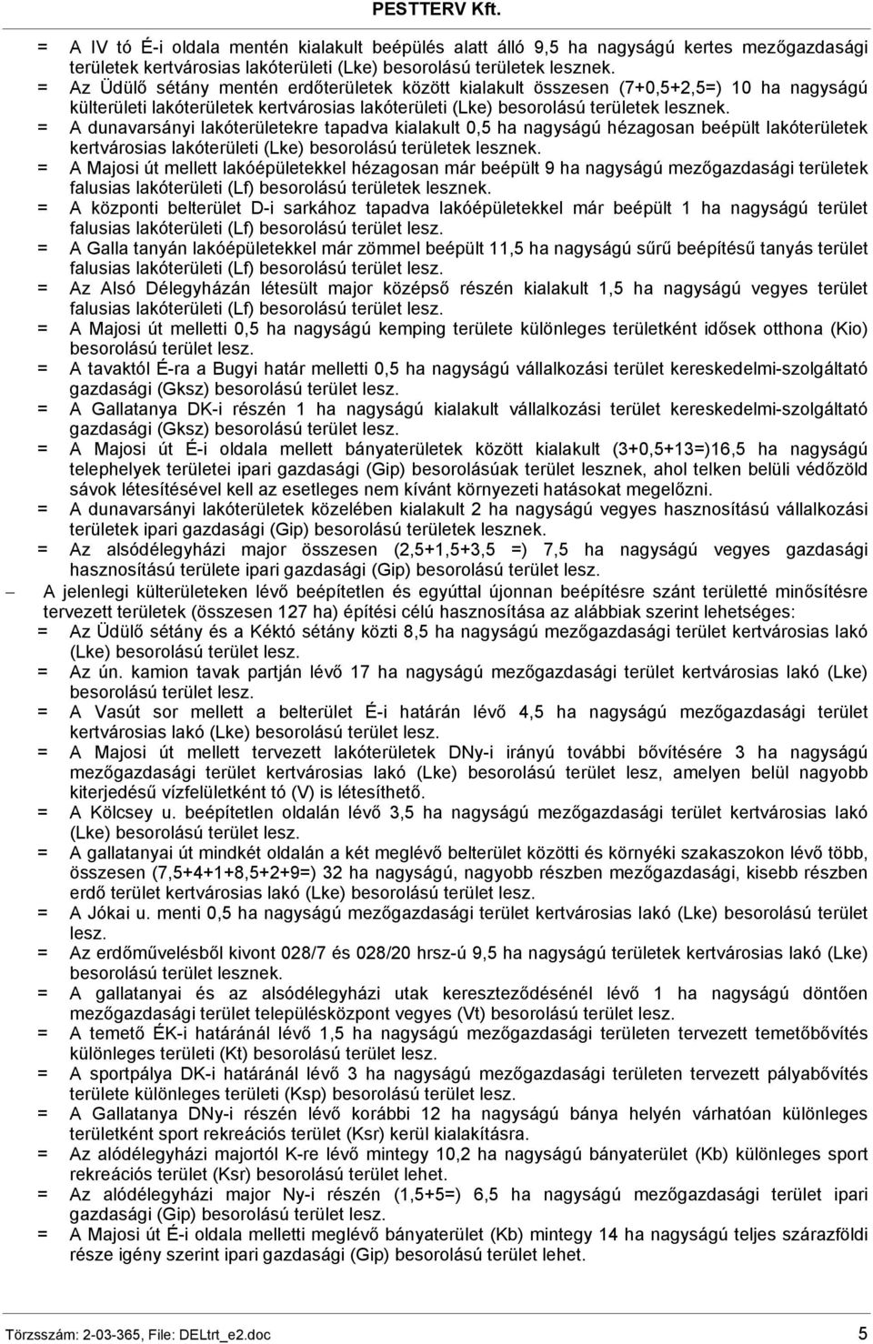 = A dunavarsányi lakóterületekre tapadva kialakult 0,5 ha nagyságú hézagosan beépült lakóterületek kertvárosias lakóterületi (Lke) besorolású területek lesznek.