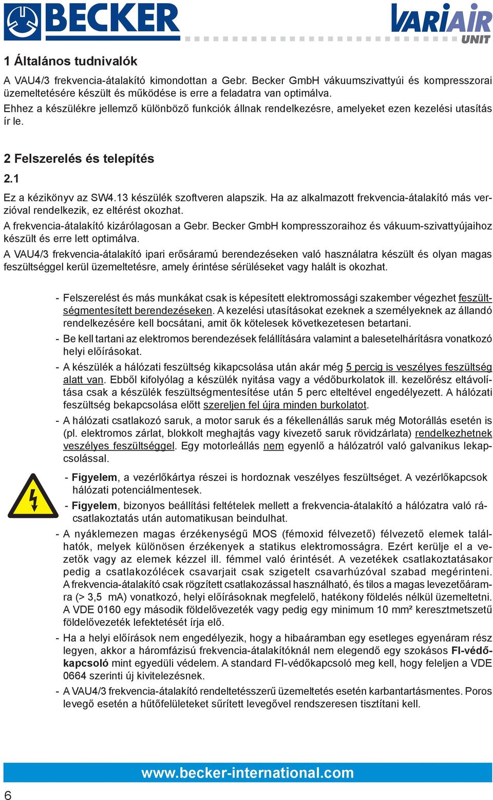 Frekvencia-átalakító VAU4/3 - PDF Ingyenes letöltés