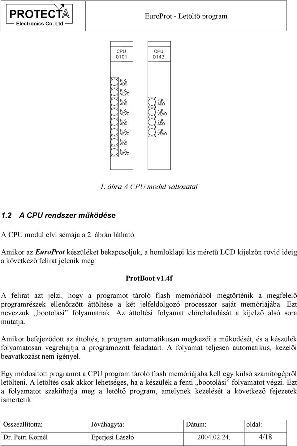 4f A felirat azt jelzi, hogy a programot tároló flash memóriából megtörténik a megfelelő programrészek ellenőrzött áttöltése a két jelfeldolgozó processzor saját memóriájába.