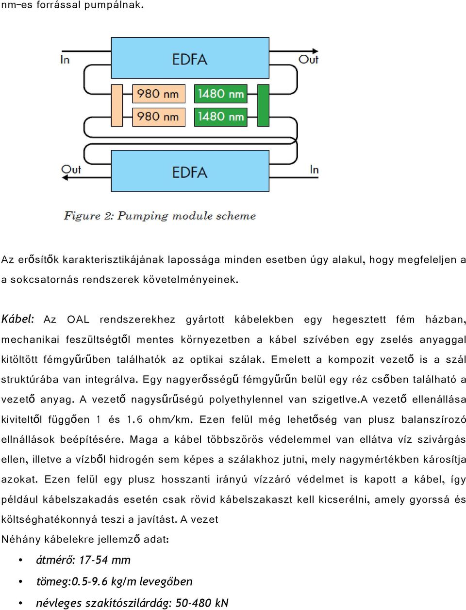 optikai szálak. Emelett a kompozit vezet ő is a szál struktúrába van integrálva. Egy nagyerősség ű fémgyűrűn belül egy réz cső ben található a vezet ő anyag.