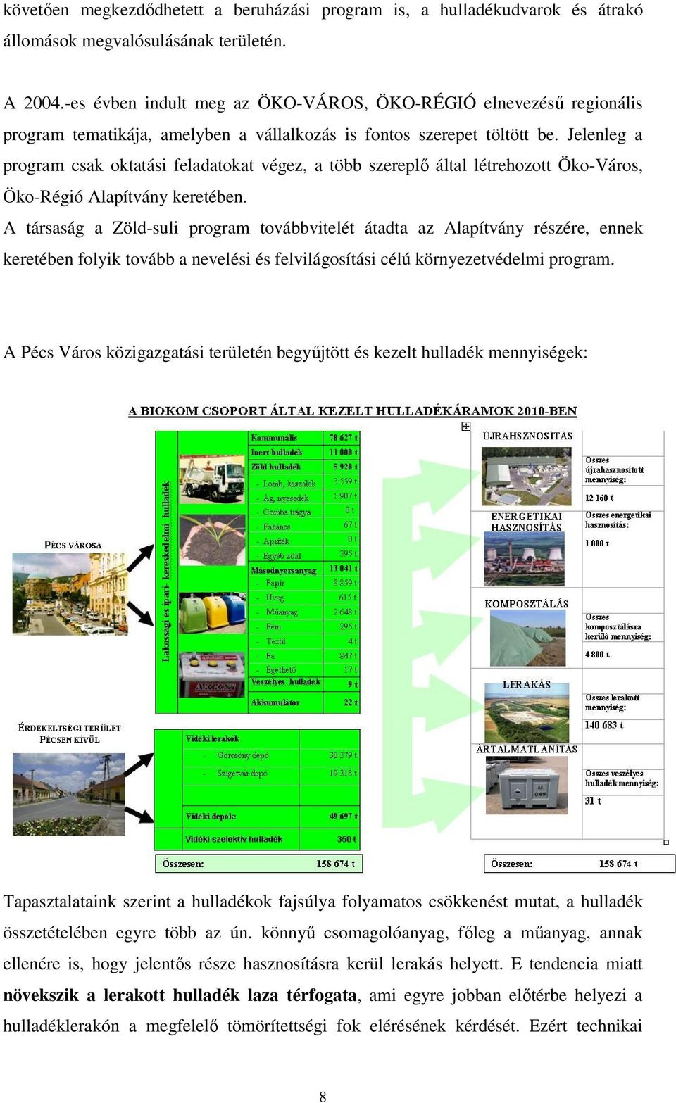 Jelenleg a program csak oktatási feladatokat végez, a több szereplı által létrehozott Öko-Város, Öko-Régió Alapítvány keretében.