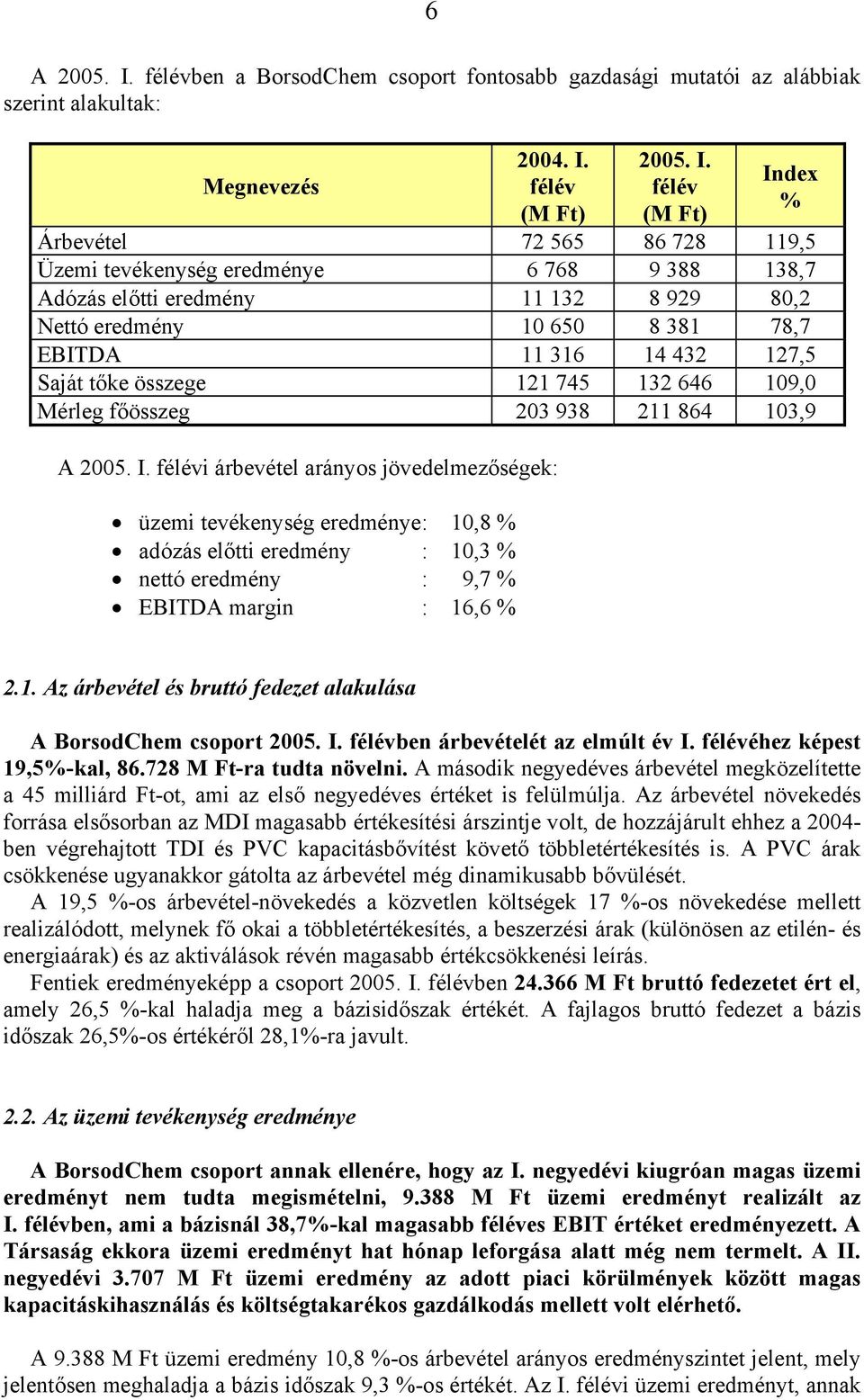 félév (M Ft) 2005. I.