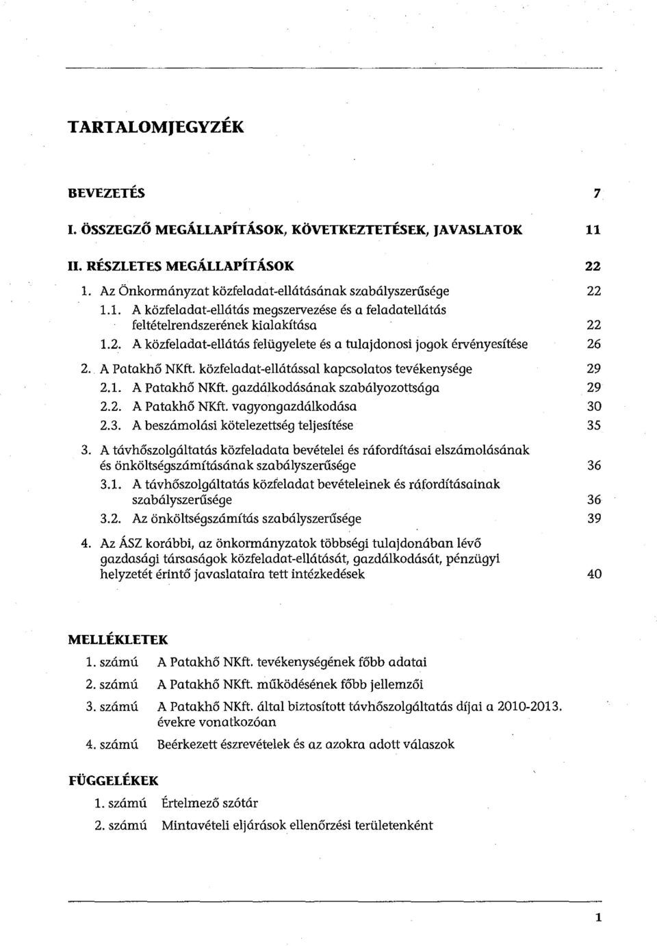 2. A Patakhá NKft. vagyongazdálkodása 30 2.3. A beszámolási kötelezettség teljesítése 35 3.