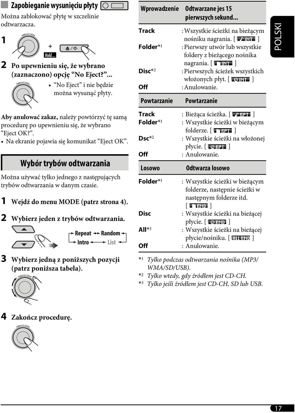 [ ] : Pierwszy utwór lub wszystkie foldery z bieżącego nośnika nagrania. [ ] : Pierwszych ścieżek wszystkich włożonych płyt. [ ] : Anulowanie.