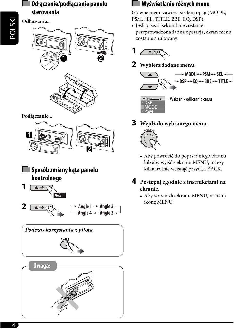 Wskaźnik odliczania czasu Podłączanie... 3 Wejdź do wybranego menu.