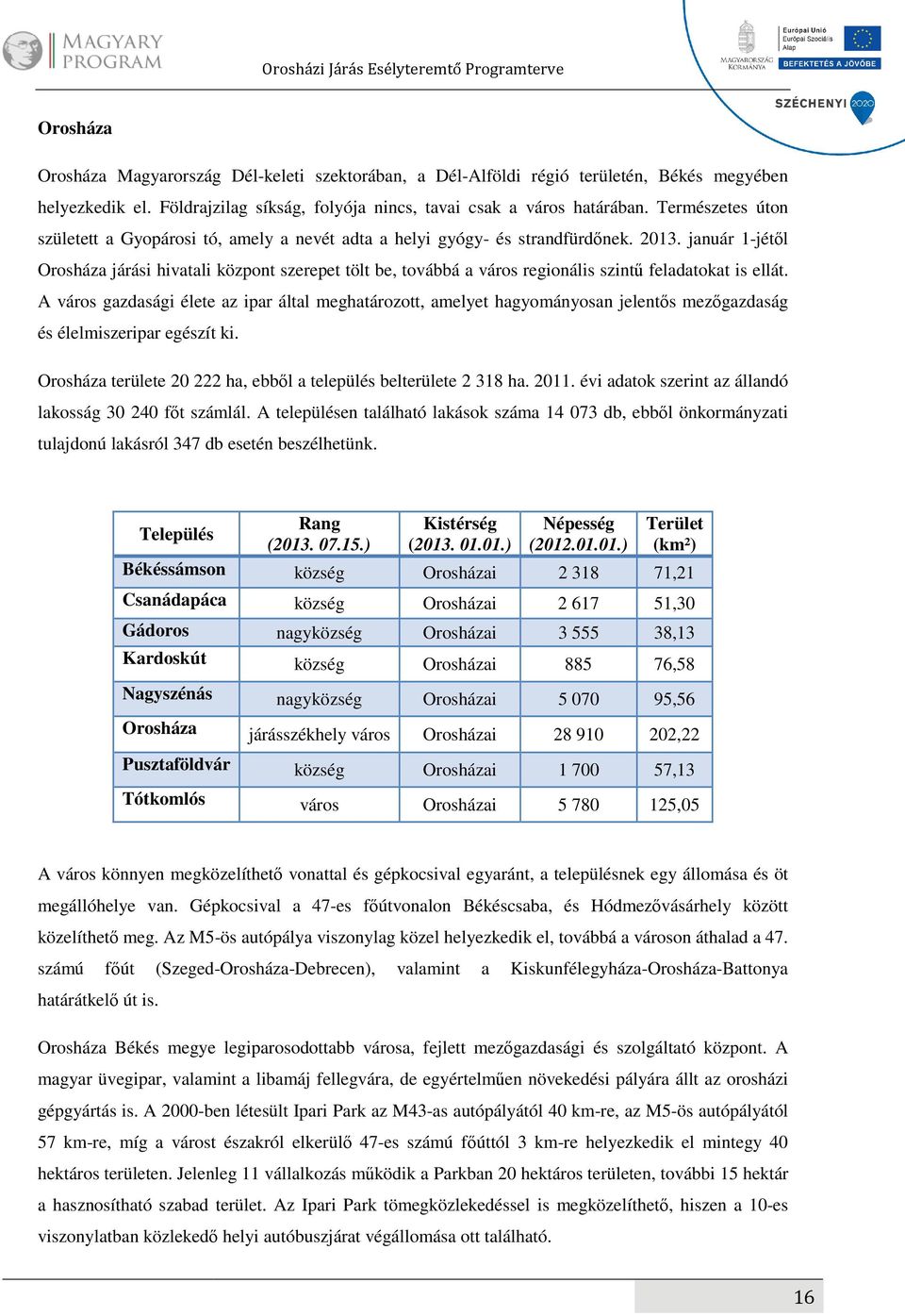 január 1-jétől Orosháza járási hivatali központ szerepet tölt be, továbbá a város regionális szintű feladatokat is ellát.