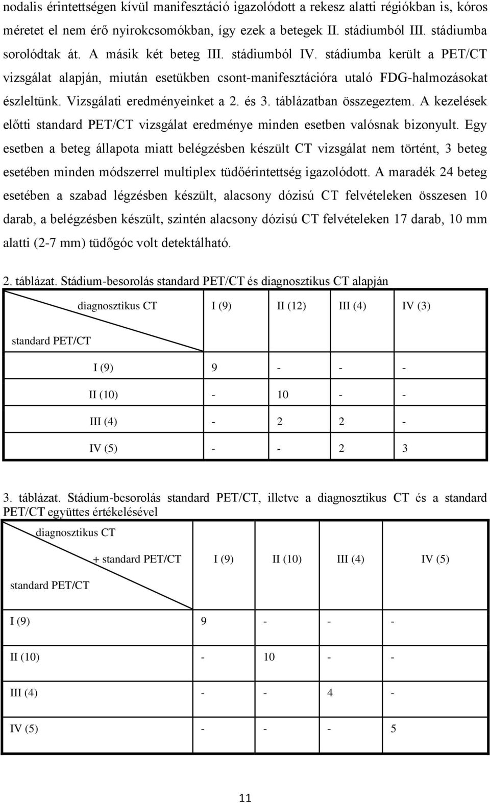 táblázatban összegeztem. A kezelések előtti standard PET/CT vizsgálat eredménye minden esetben valósnak bizonyult.